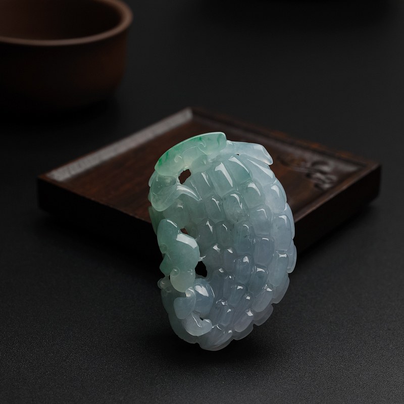 缅甸糯种翡翠苦尽甘来吊坠-红掌柜