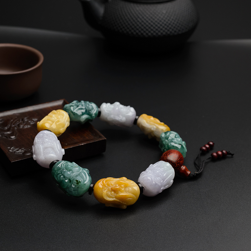 糯种翡翠双面十八罗汉手串-红掌柜