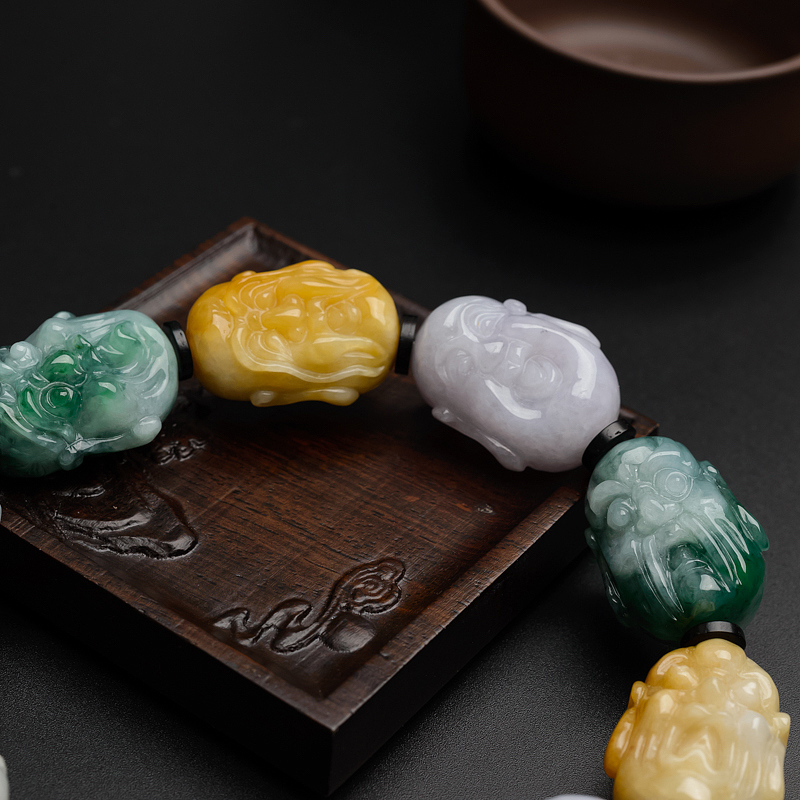 糯种福禄寿翡翠双面手串-红掌柜