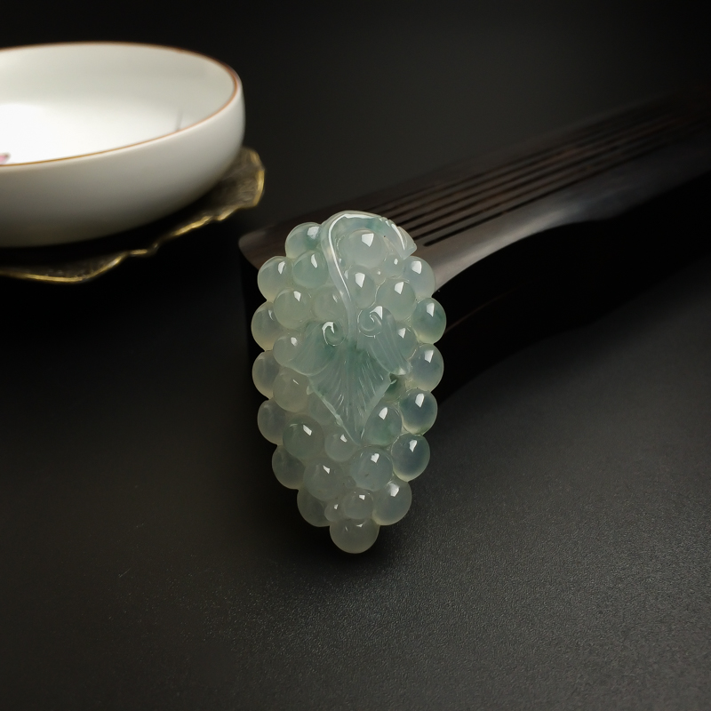 糯种飘花翡翠多子多福吊坠-红掌柜