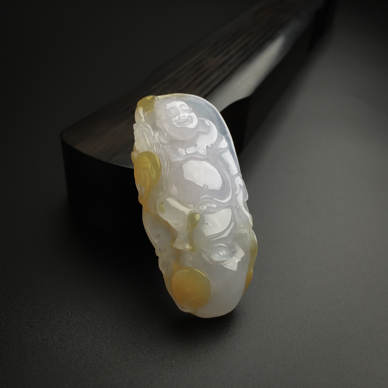 飘黄翡弥勒佛吊坠-红掌柜