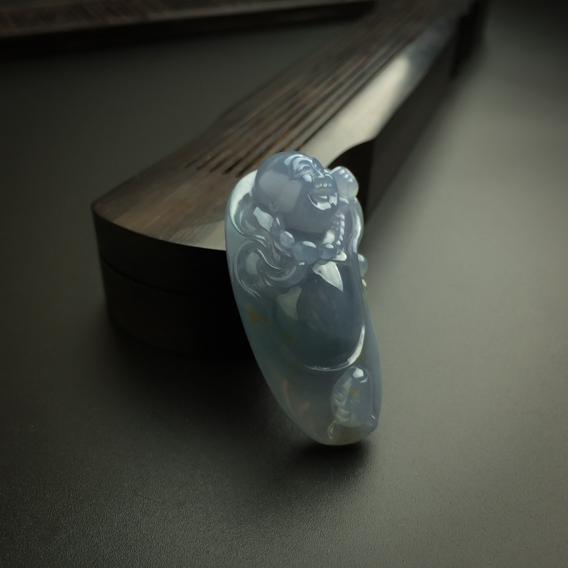 紫蓝翡翠弥勒佛吊坠-红掌柜