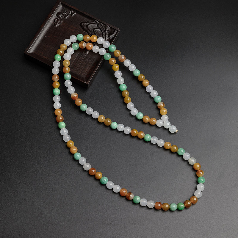 7mm缅甸天然糯种福禄寿翡翠项链-红掌柜