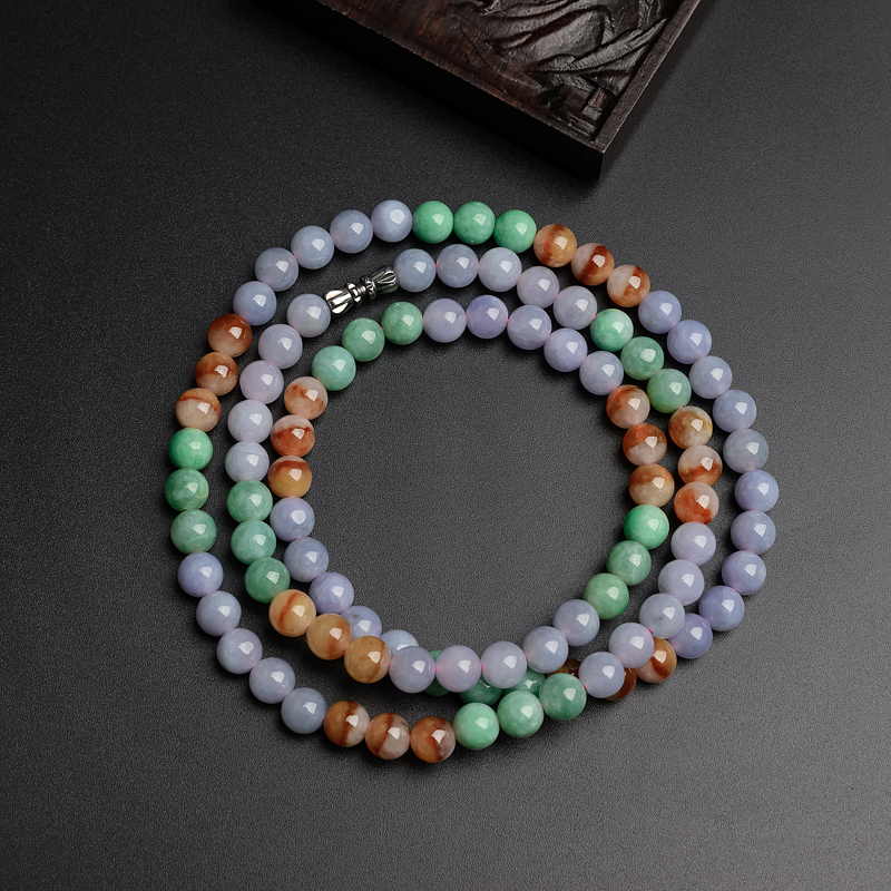 缅甸天然糯种福禄寿翡翠项链-红掌柜