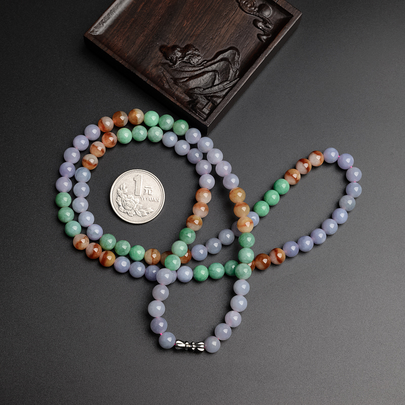 天然糯种福禄寿翡翠项链-红掌柜