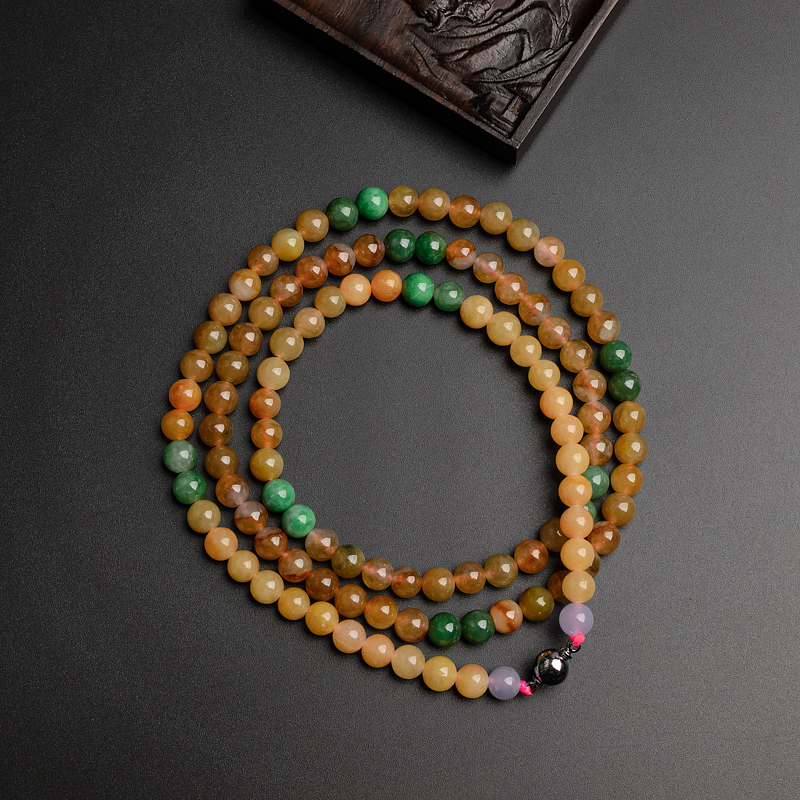 缅甸天然糯种福禄寿翡翠项链-红掌柜