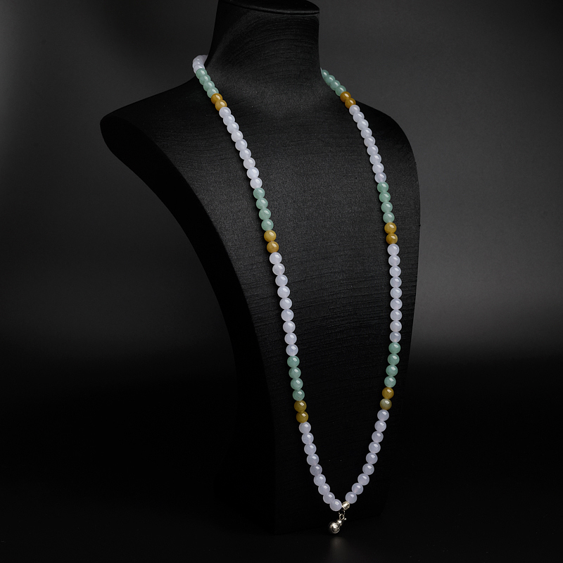 7.5mm天然糯种福禄寿翡翠项链-红掌柜