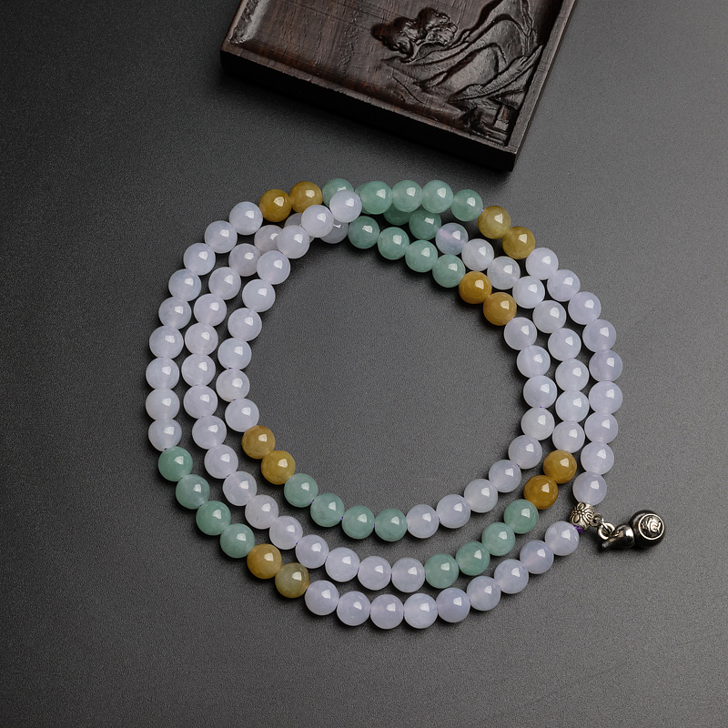 7.5mm缅甸天然福禄寿翡翠项链-红掌柜