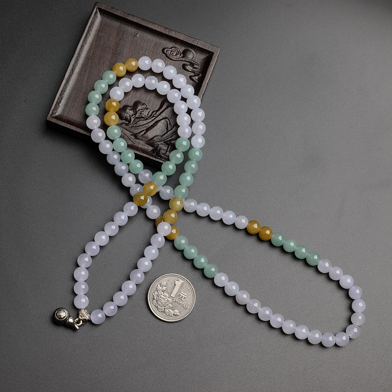 天然糯种福禄寿翡翠项链-红掌柜