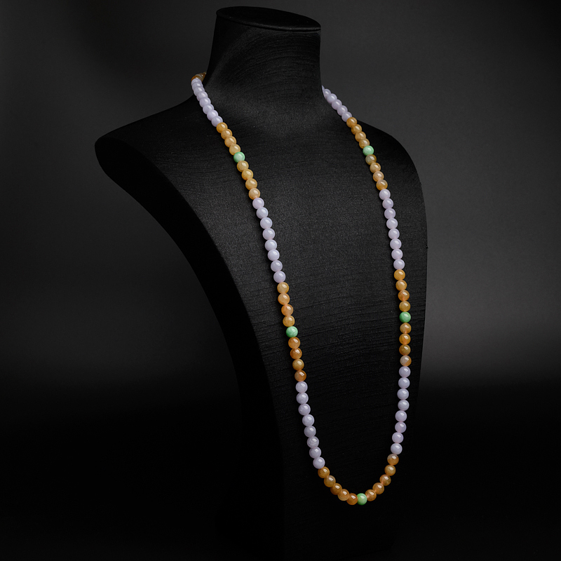 7mm天然糯种福禄寿翡翠项链-红掌柜