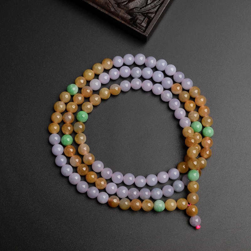 7mm缅甸天然福禄寿翡翠项链-红掌柜