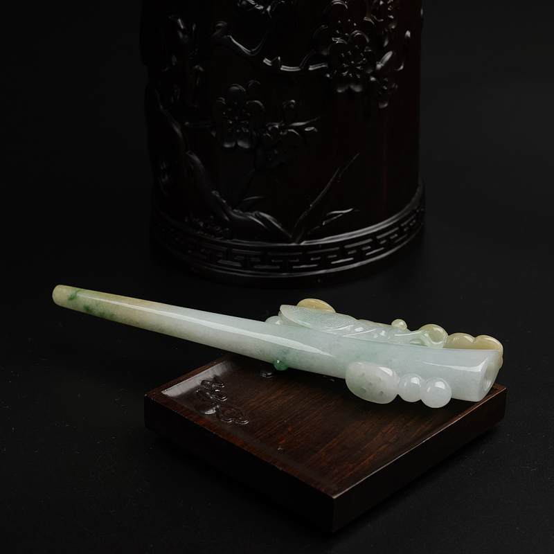 翡翠财丁两旺烟嘴 - 红掌柜