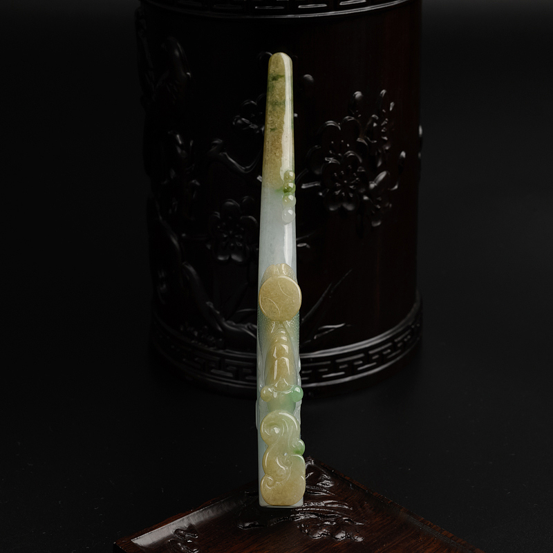 翡翠财丁两旺烟嘴 - 红掌柜