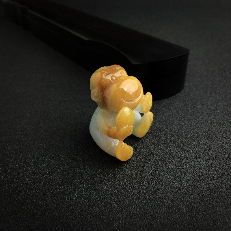 缅甸天然糯种飘黄翡翡翠吊坠-红掌柜