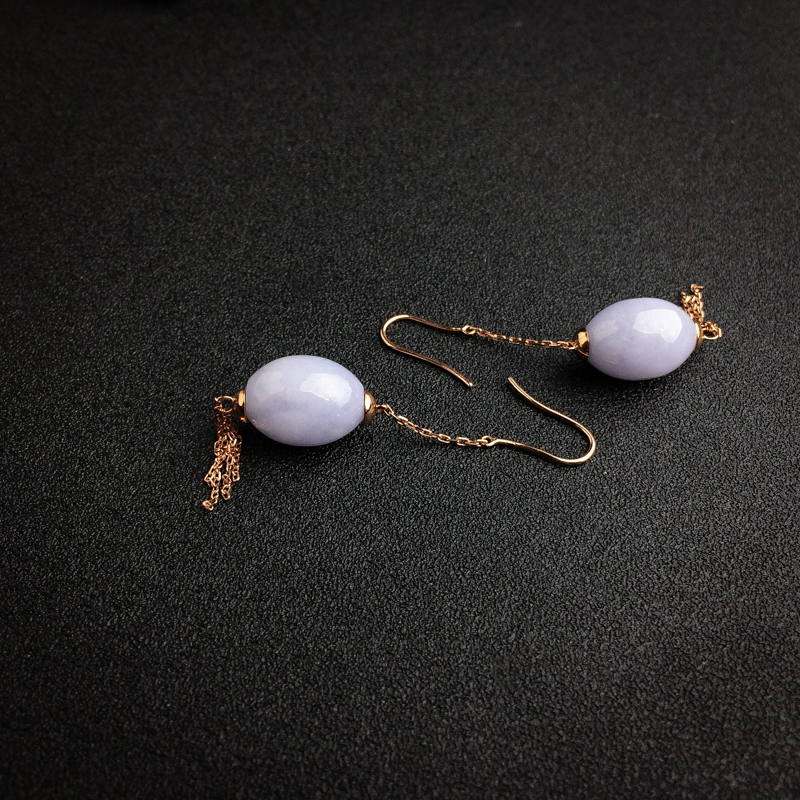 18K金镶缅甸糯种紫罗兰翡翠耳坠-红掌柜