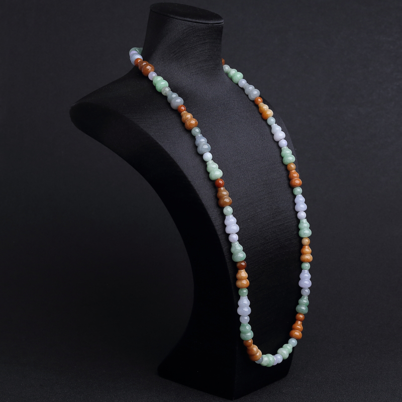 天然糯种福禄寿翡翠葫芦项链 - 红掌柜