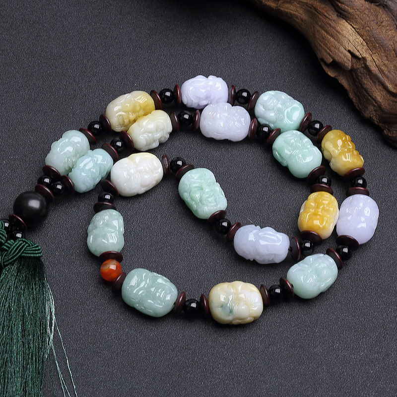 糯种福禄寿翡翠手把件-红掌柜