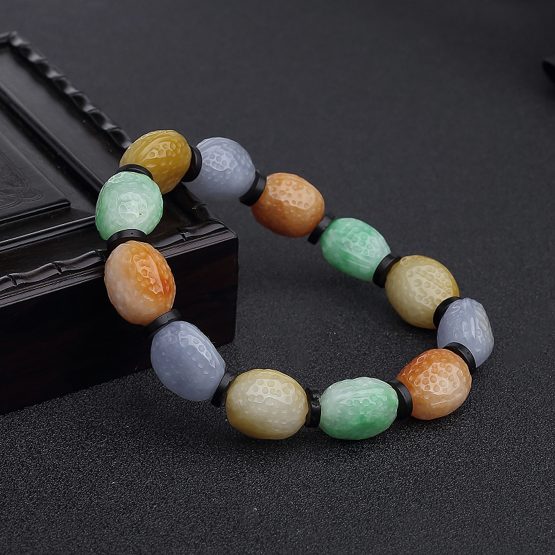 缅甸糯种福禄寿翡翠花生手串-红掌柜