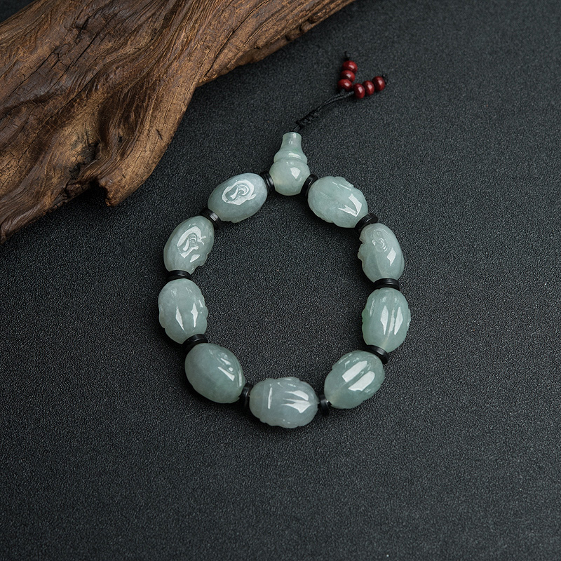 翡翠罗汉头手串-红掌柜