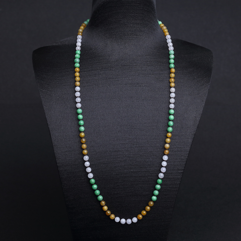 缅甸天然糯种福禄寿翡翠珠链-红掌柜