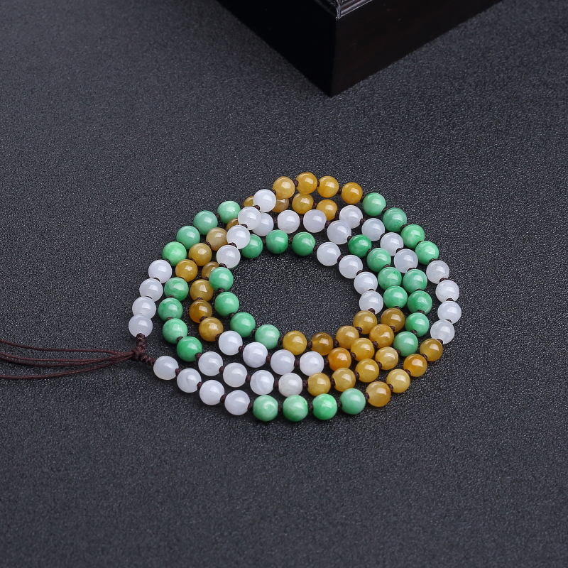 缅甸糯种福禄寿翡翠珠链-红掌柜