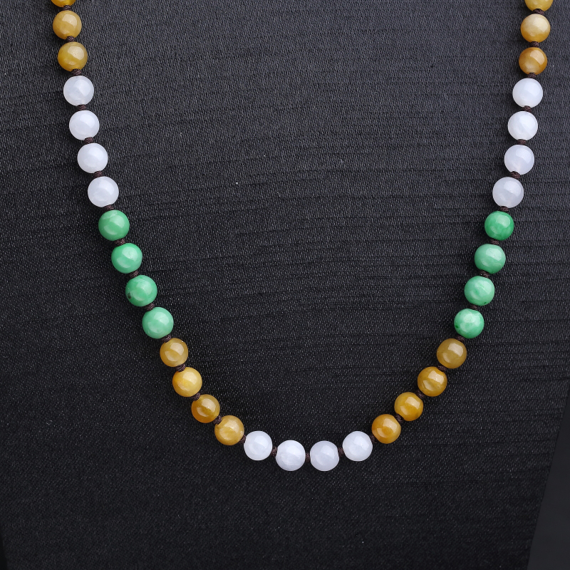 缅甸天然糯种翡翠珠链-红掌柜