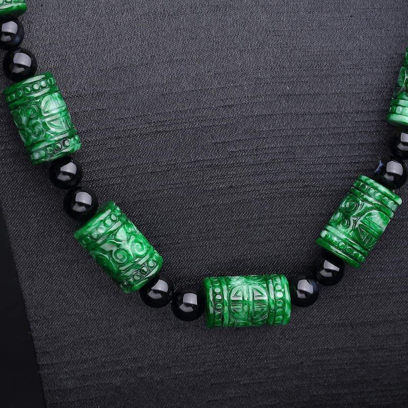 缅甸天然干青种翡翠项链-红掌柜