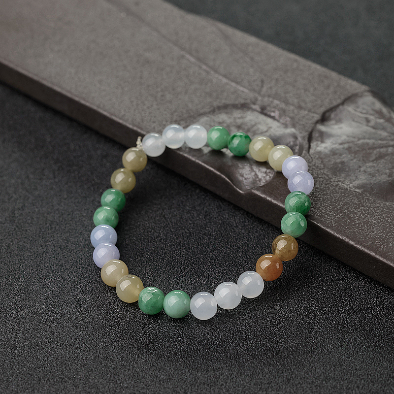 7mm糯种福禄寿翡翠单圈手串-红掌柜