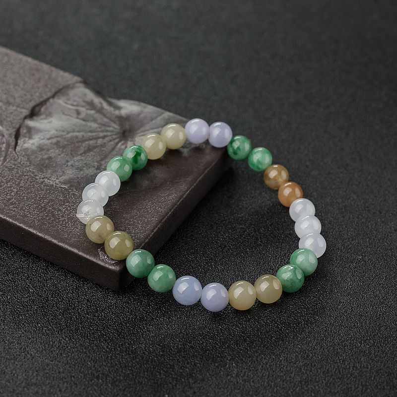 天然糯种福禄寿翡翠单圈手串-红掌柜