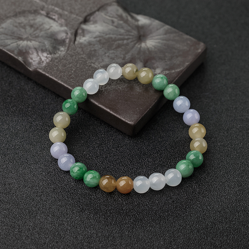 缅甸糯种福禄寿翡翠单圈手串-红掌柜