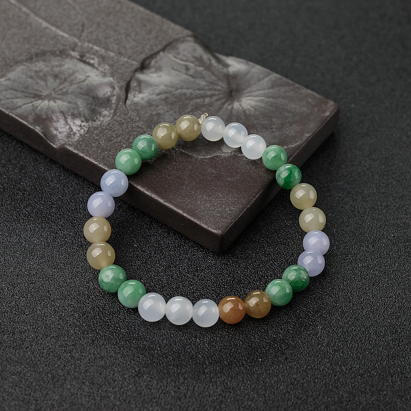 7mm糯种福禄寿翡翠单圈手串-红掌柜