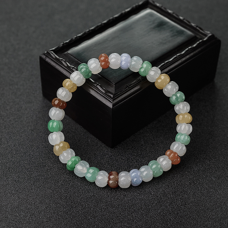 天然糯种福禄寿翡翠南瓜珠单圈手串-红掌柜