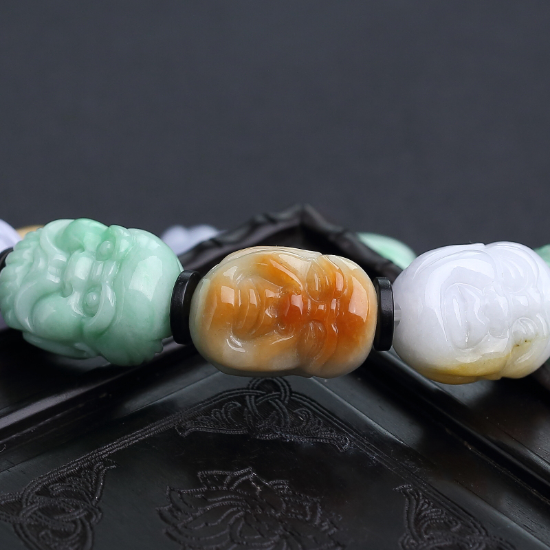 缅甸糯种福禄寿翡翠手串-红掌柜