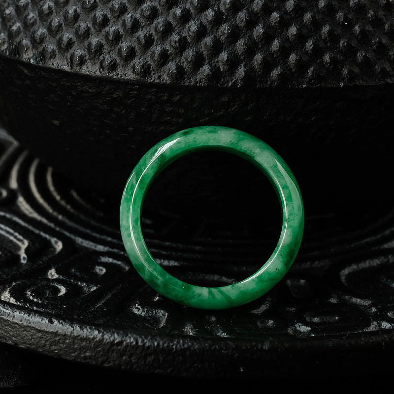缅甸天然糯种飘翠翡翠指环-红掌柜