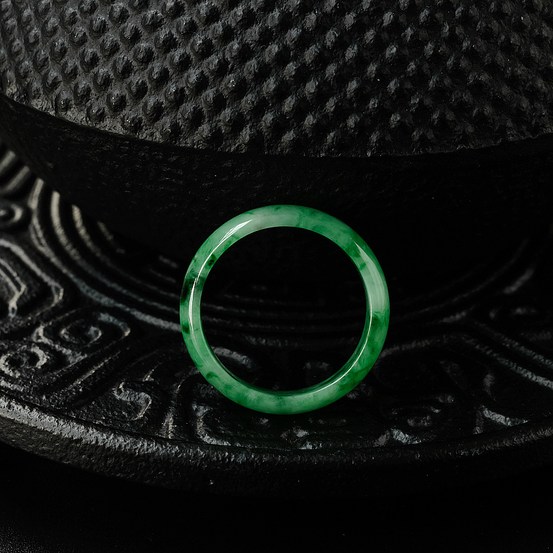 缅甸天然糯种飘翠翡翠指环-红掌柜