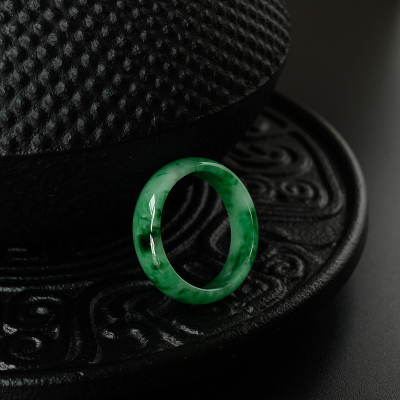 缅甸糯种飘翠翡翠指环-红掌柜