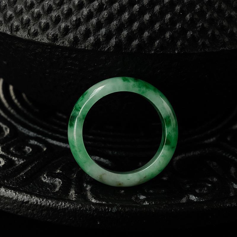 缅甸天然飘翠翡翠指环-红掌柜
