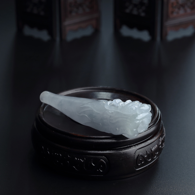 淡蓝翡翠烟嘴 - 红掌柜