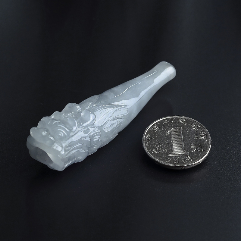 A货糯种淡蓝翡翠烟嘴 - 红掌柜
