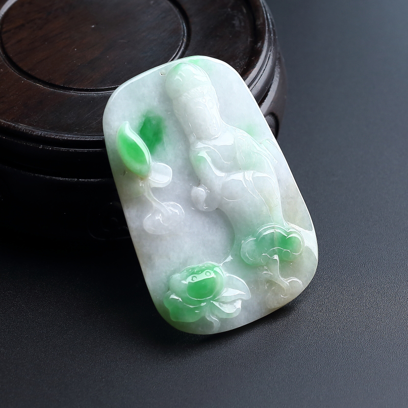 A货天然糯种飘绿翡翠观音吊坠 - 红掌柜