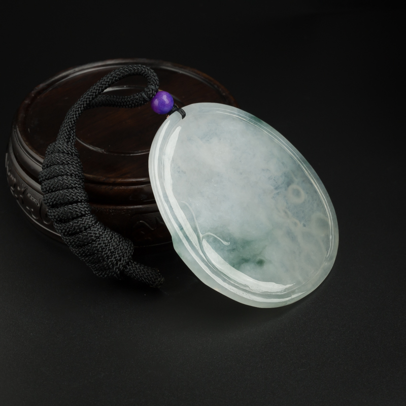 缅甸天然飘花翡翠观音吊坠-红掌柜