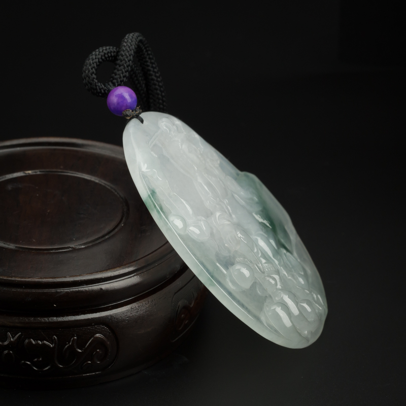 缅甸天然糯种翡翠观音吊坠-红掌柜