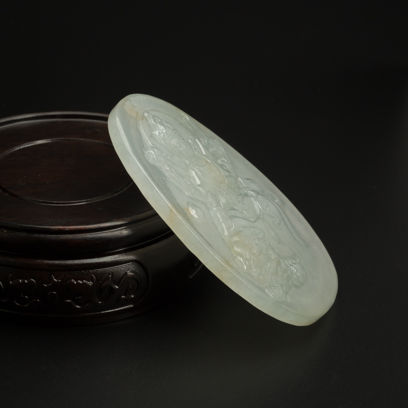 缅甸天然糯种浅绿翡翠吊坠-红掌柜