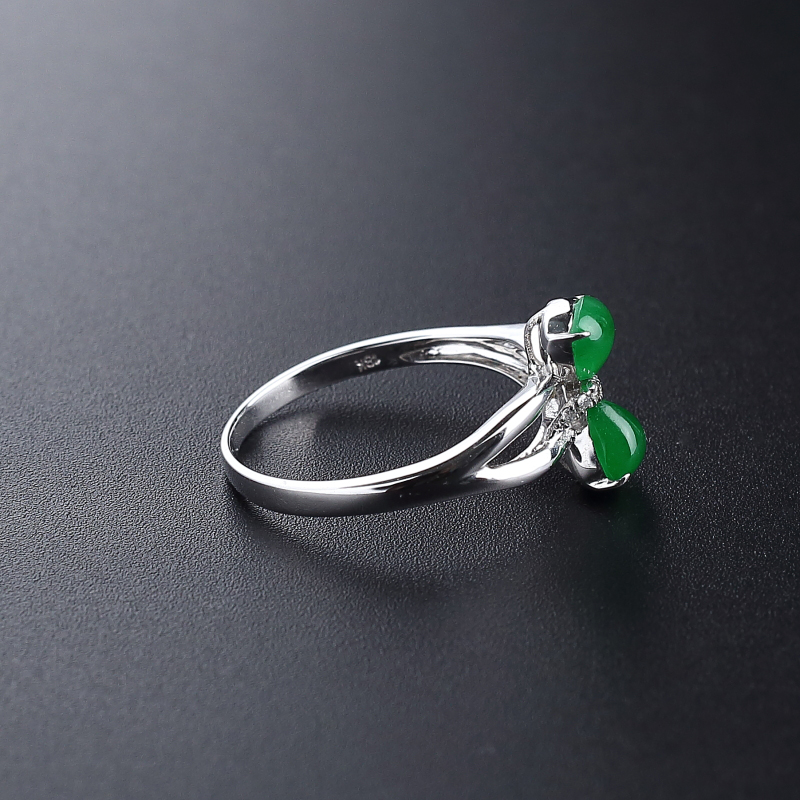 缅甸天然冰种翠色翡翠戒指-红掌柜