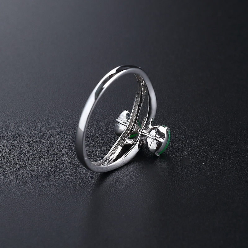 18K金镶钻天然冰种翠色翡翠戒指-红掌柜