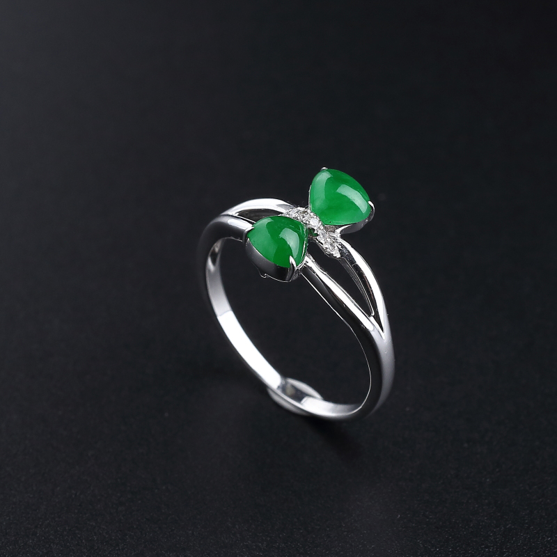 18K金镶钻缅甸天然冰种翡翠戒指-红掌柜