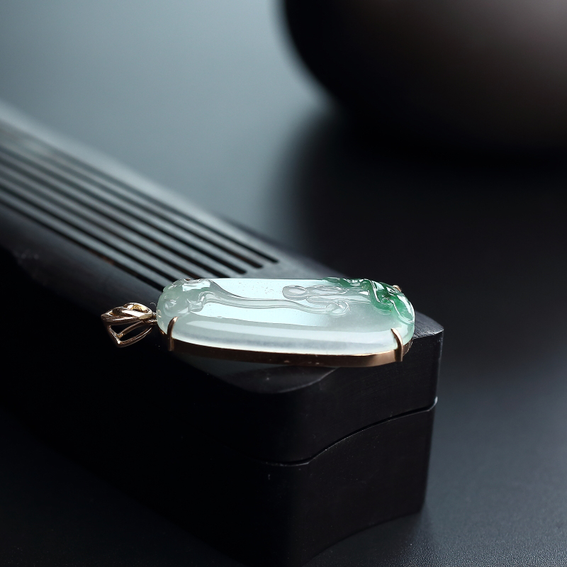 糯种飘花翡翠悟道吊坠 - 红掌柜