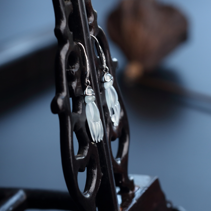 冰种佛手翡翠耳坠-红掌柜