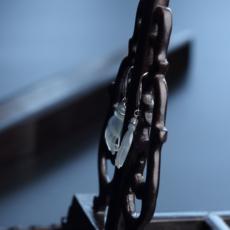 18K金镶冰种翡翠耳坠-红掌柜