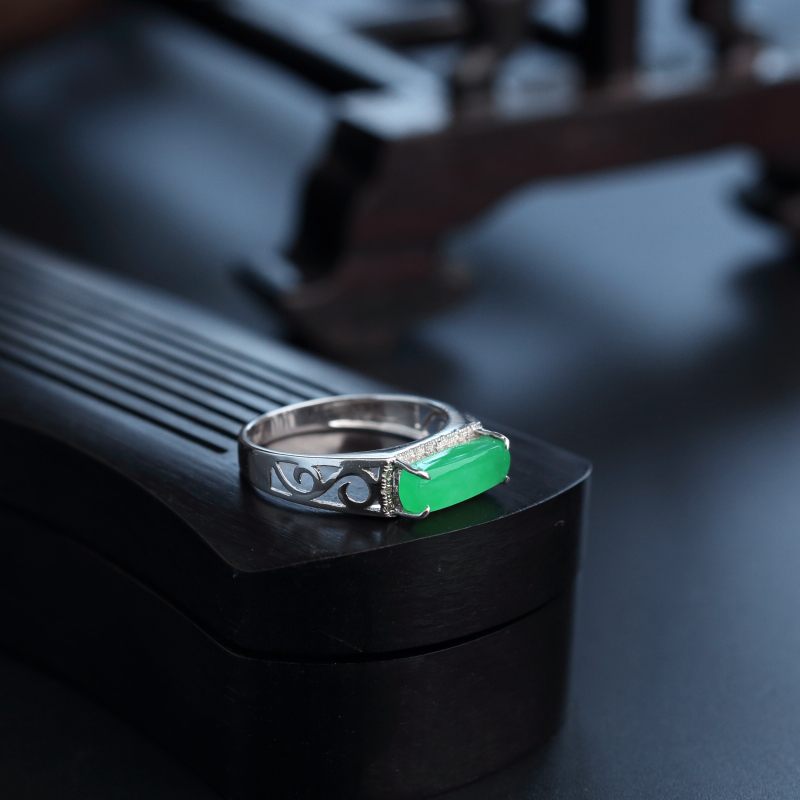 糯种苹果绿翡翠戒指-红掌柜